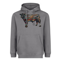 Storm black angus bull with western patterns Heavyweight Hoodie - RanaPortraitStore