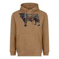 Toasted Coconut black angus bull with western patterns Heavyweight Hoodie - RanaPortraitStore