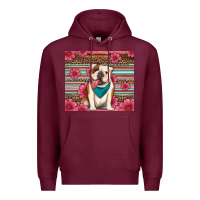 Burgundy british bulldog floral serape tumbler Premium Hoodie - Artiststas