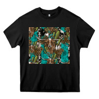 Black Longhorn Pattern Heavy Core Tee - CowhideDigitalArt