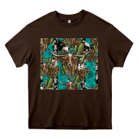 Chocolate Brown Longhorn Pattern Heavy Core Tee - CowhideDigitalArt