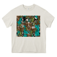 Cream Longhorn Pattern Heavy Core Tee - CowhideDigitalArt