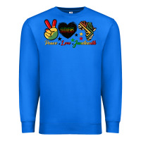 True Royal peace love juneteenth 1865 Premium Sweatshirt - HRA Design Shop