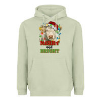 Matcha merry and bright charolais cattle cow with christm Heavyweight Hoodie - RanaPortraitStore