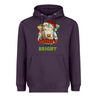 Plum merry and bright charolais cattle cow with christm Heavyweight Hoodie - RanaPortraitStore