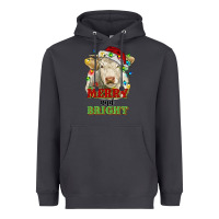 Smoke merry and bright charolais cattle cow with christm Heavyweight Hoodie - RanaPortraitStore