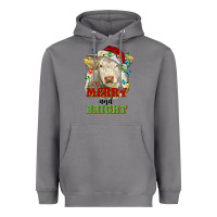 Storm merry and bright charolais cattle cow with christm Heavyweight Hoodie - RanaPortraitStore