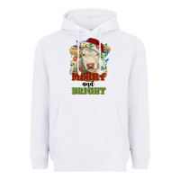 White merry and bright charolais cattle cow with christm Heavyweight Hoodie - RanaPortraitStore