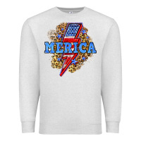 Oatmeal Heather Merica lightning bolt Premium Sweatshirt - Neo Western