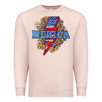 Pale Pink Merica lightning bolt Premium Sweatshirt - Neo Western