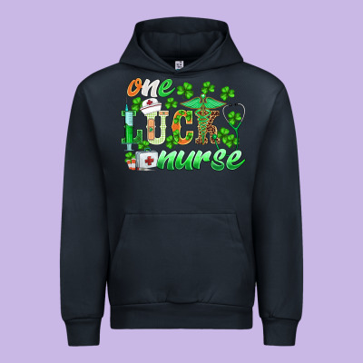 St.patricks One Lucky Nurse Urban Hoodie Designed By Barkaloodesign