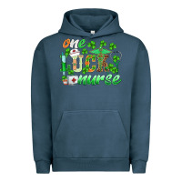 Pigment Midnight Navy st.patricks one lucky nurse Urban Hoodie - BarkalooDesign