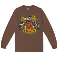 Chestnut scottish calf sunflowers rainbow Long Sleeve Tee - BarkalooDesign