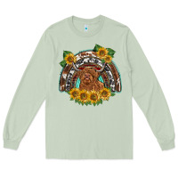 Matcha scottish calf sunflowers rainbow Long Sleeve Tee - BarkalooDesign