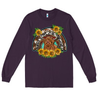 Plum scottish calf sunflowers rainbow Long Sleeve Tee - BarkalooDesign