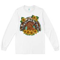 White scottish calf sunflowers rainbow Long Sleeve Tee - BarkalooDesign