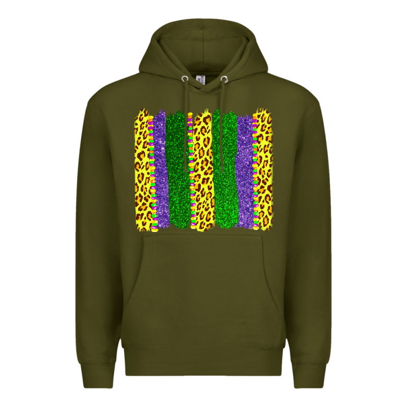 Mardi Gras Leopard Brushstrokes Premium Hoodie by AdoDesignShop | Teevron