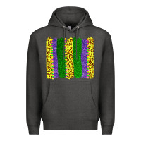 Charcoal Heather mardi gras leopard brushstrokes Premium Hoodie - AdoDesignShop