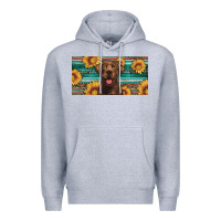 Heather Grey western chocolate labrador license plate Premium Hoodie - Artiststas