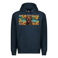 Navy western chocolate labrador license plate Premium Hoodie - Artiststas