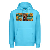 Ocean Blue western chocolate labrador license plate Premium Hoodie - Artiststas