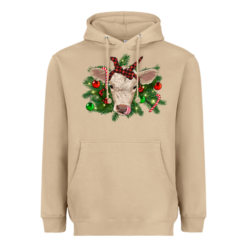 Christmas Charolais Calf Heavyweight Hoodie by RanaPortraitStore | Teevron