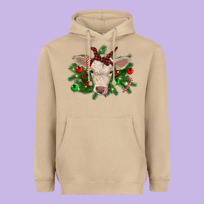 Christmas Charolais Calf Heavyweight Hoodie Designed By Ranaportraitstore
