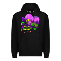 Black mardi gras heart and mask Premium Hoodie - AdoDesignShop
