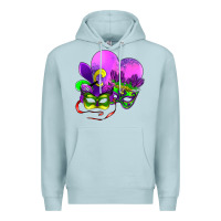 Blue Mist mardi gras heart and mask Premium Hoodie - AdoDesignShop