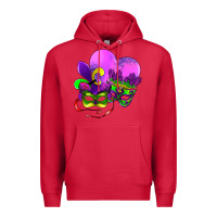Cardinal mardi gras heart and mask Premium Hoodie - AdoDesignShop