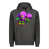 Charcoal Heather mardi gras heart and mask Premium Hoodie - AdoDesignShop