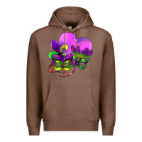 Chestnut mardi gras heart and mask Premium Hoodie - AdoDesignShop