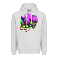 Dove Grey mardi gras heart and mask Premium Hoodie - AdoDesignShop
