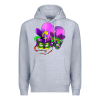 Heather Grey mardi gras heart and mask Premium Hoodie - AdoDesignShop