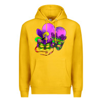 Lemon mardi gras heart and mask Premium Hoodie - AdoDesignShop