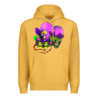 Mustard mardi gras heart and mask Premium Hoodie - AdoDesignShop
