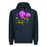Navy mardi gras heart and mask Premium Hoodie - AdoDesignShop