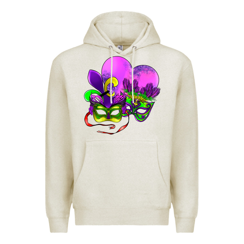 Mardi Gras Heart And Mask Premium Hoodie by AdoDesignShop | Teevron