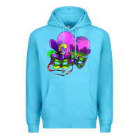 Ocean Blue mardi gras heart and mask Premium Hoodie - AdoDesignShop