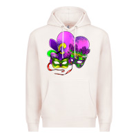 Pale Pink mardi gras heart and mask Premium Hoodie - AdoDesignShop