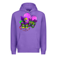 Purple mardi gras heart and mask Premium Hoodie - AdoDesignShop