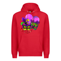 Red mardi gras heart and mask Premium Hoodie - AdoDesignShop