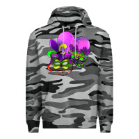Slate Camo mardi gras heart and mask Premium Hoodie - AdoDesignShop