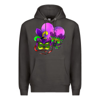 Smoke mardi gras heart and mask Premium Hoodie - AdoDesignShop