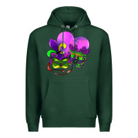 Sports Green mardi gras heart and mask Premium Hoodie - AdoDesignShop