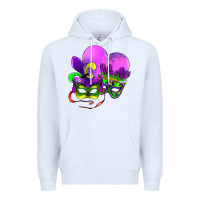 White mardi gras heart and mask Premium Hoodie - AdoDesignShop