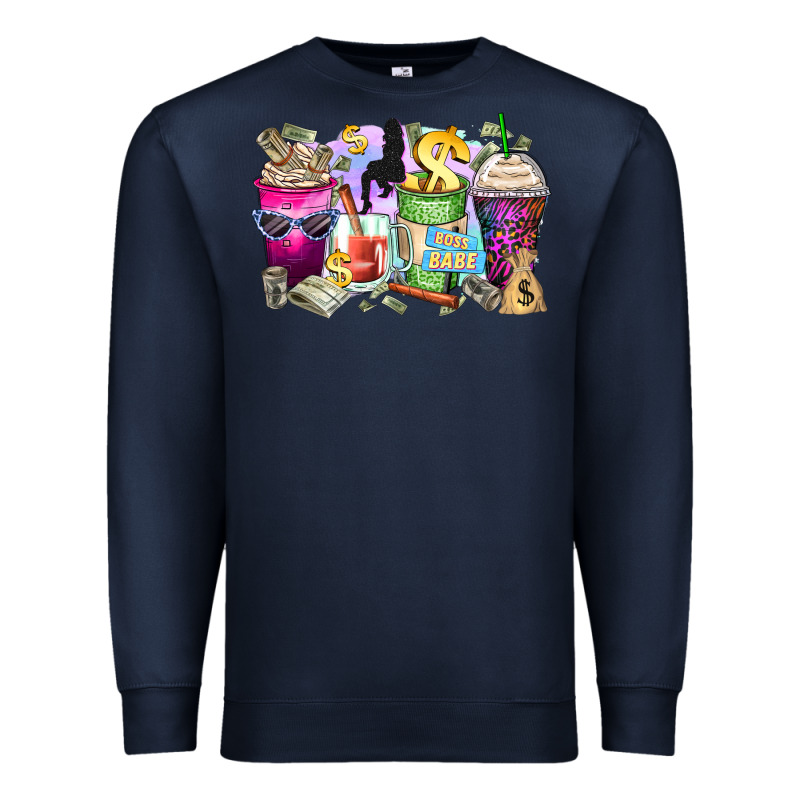 Boss Babe Coffee Cups Premium Sweatshirt by Zillion Design Studio | Teevron