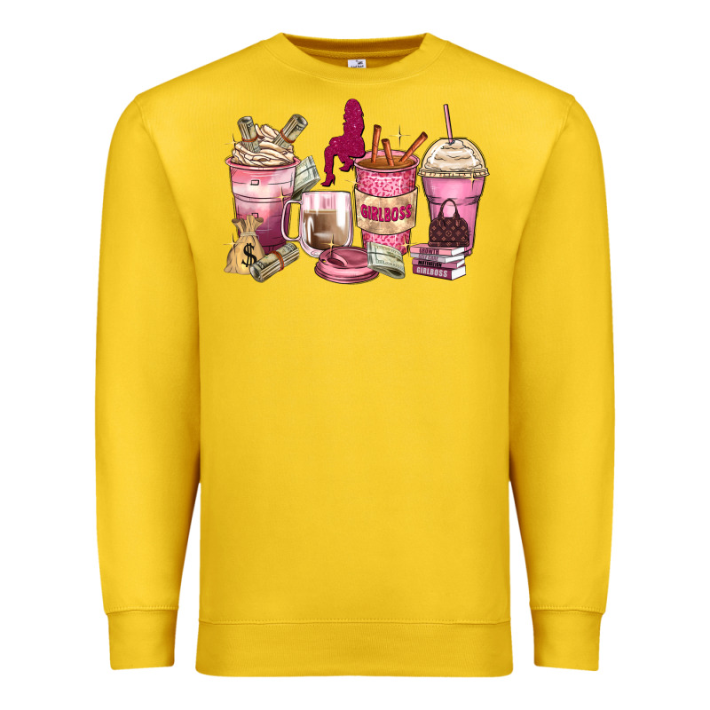 Girl Boss Coffee Cups Premium Sweatshirt by Zillion Design Studio | Teevron
