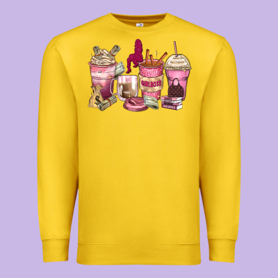 Girl Boss Coffee Cups Premium Sweatshirt Designed By Zillion Design Studio