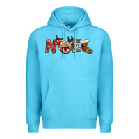 Ocean Blue noel with sock and reindeer Premium Hoodie - AdoDesignShop